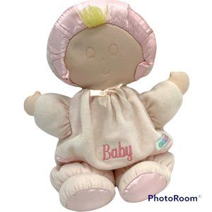 Eden So-Soft Velour 11" Baby Doll Lovey Pink Satin Tummy Feet Sleeping Eyes
